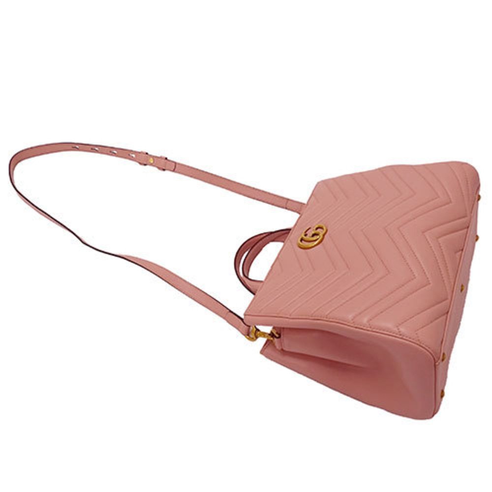 GUCCI Bag Women's Handbag Shoulder 2way Leather GG Marmont Pink 448054 Quilted - Picture 6 of 16